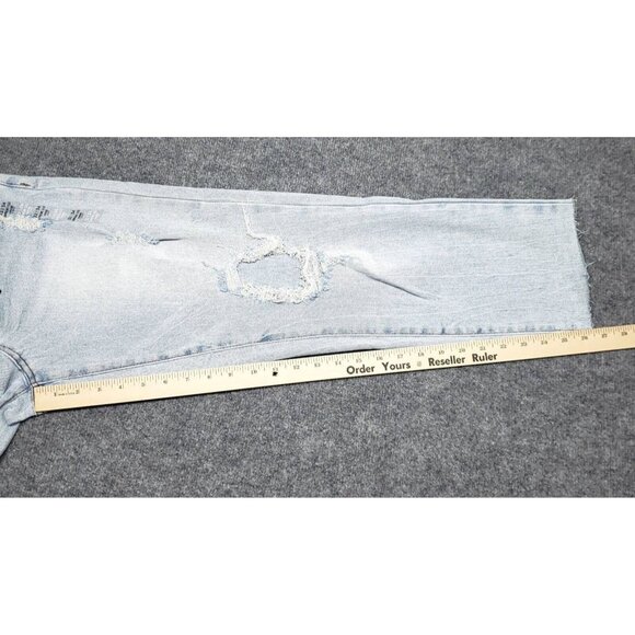 Rue21 Jeans Mens 32X34 Blue Denim Loose Crop Supreme Flex Distressed Stretch New - Picture 8 of 12